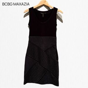BCBG MAXAZIA Women’s Knit Dress Black Sleeveless Top & Contemporary stripes
